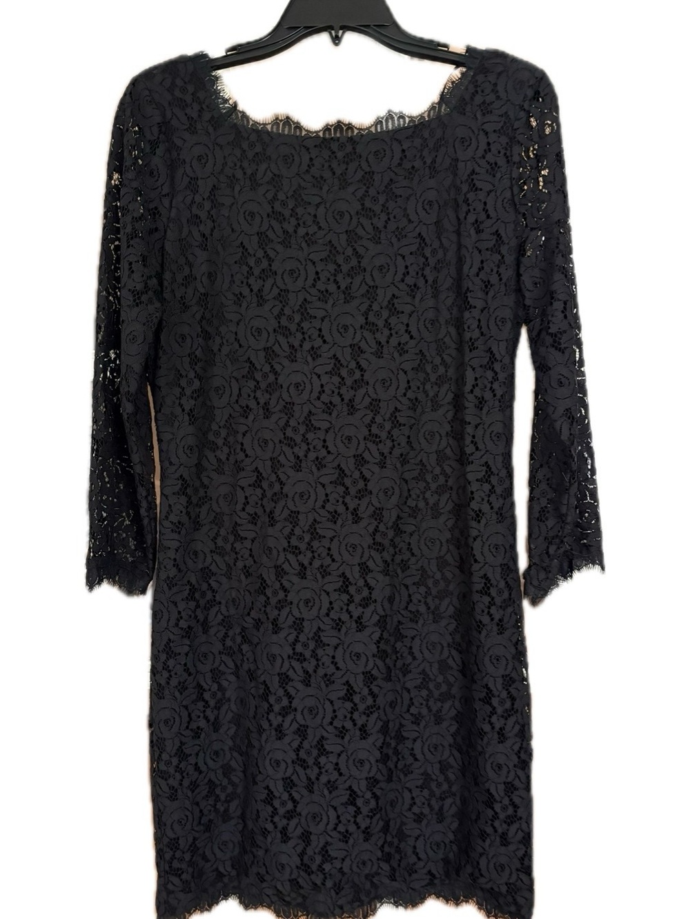 DVF Diane von Furstenberg Black Zarita Lace Shift Dress Size 10 NWOT